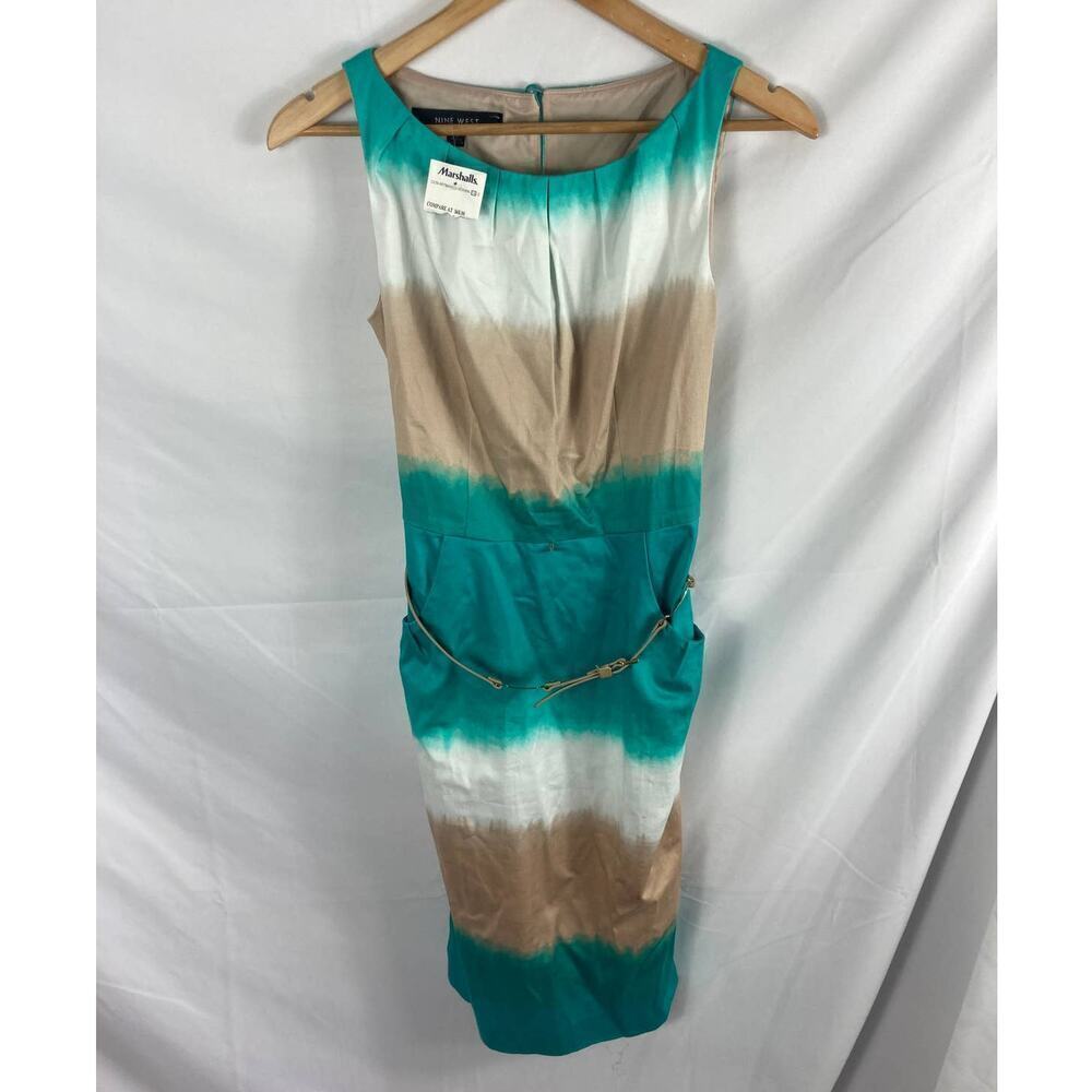 NWT Nine West Ombre Belted Sleeveless Dress Size 6